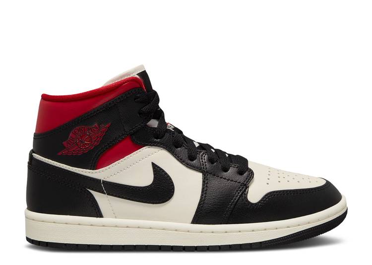 AIR JORDAN 1 MID ‘BLACK SAIL GYM RED’